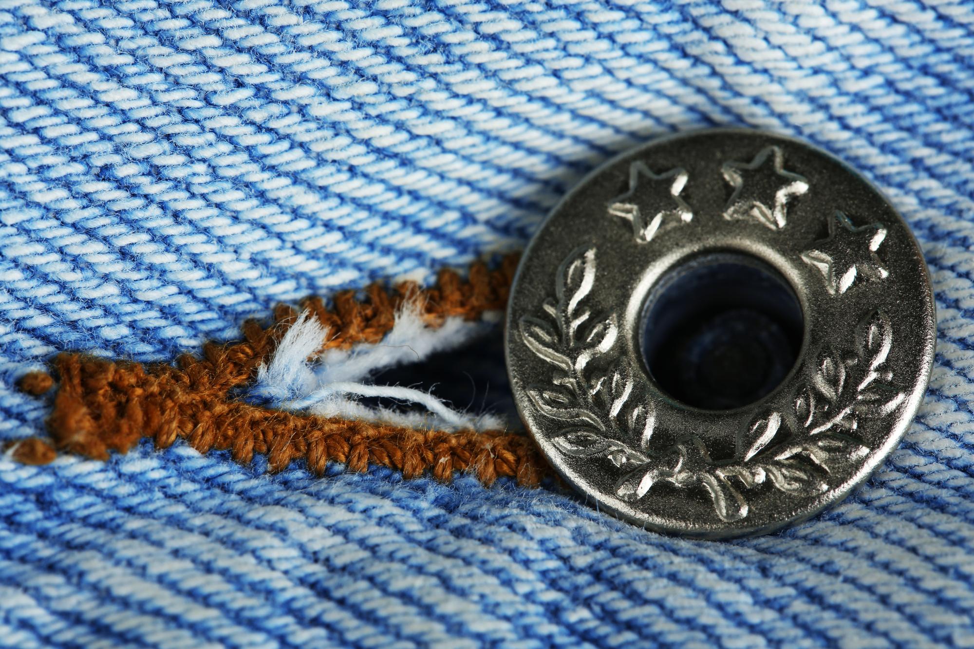 close-up on embroidered patch with metallic thread
